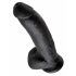 King Cock 9 - veliki dildo s testisima i prijanjajućom bazom (23cm) - crni