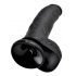 King Cock 9 - veliki dildo s testisima i s postoljem na vakuum (23 cm) - crni