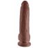 King Cock 9 - velika vakuumska čašica, testikularni dildo (23 cm) - smeđa 