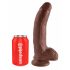 King Cock 9 - velika vakuumska čašica, testikularni dildo (23 cm) - smeđa 