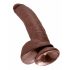 King Cock 9 - velika vakuumska čašica, testikularni dildo (23 cm) - smeđa 