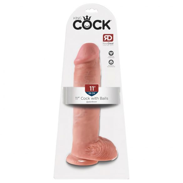 King Cock 11 - dildo s vakuumskim postoljem i testisima (28cm) - prirodno