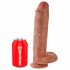 King Cock 11 - vakuumska čašica, dildo s testisima (28 cm) - tamna prirodna