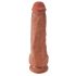 King Cock 11 - veliki dildo s testisima i vakuumskim čašicama (28 cm) - tamno prirodan 