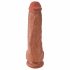 King Cock 11 - vakuumska čašica, dildo s testisima (28 cm) - tamna prirodna