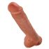 King Cock 11 - veliki dildo s testisima i vakuumskim čašicama (28 cm) - tamno prirodan 