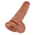 King Cock 11 - veliki dildo s testisima i vakuumskim čašicama (28 cm) - tamno prirodan 