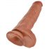 King Cock 11 - vakuumska čašica, dildo s testisima (28 cm) - tamna prirodna