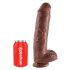 King Cock 11 - veliki, testikularni dildo (28 cm) - smeđi 