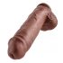 King Cock 11 - veliki, testikularni dildo (28 cm) - smeđi 