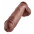 King Cock 11 - veliki dildo s vakuumskim postoljem i testisima (28 cm) - smeđi