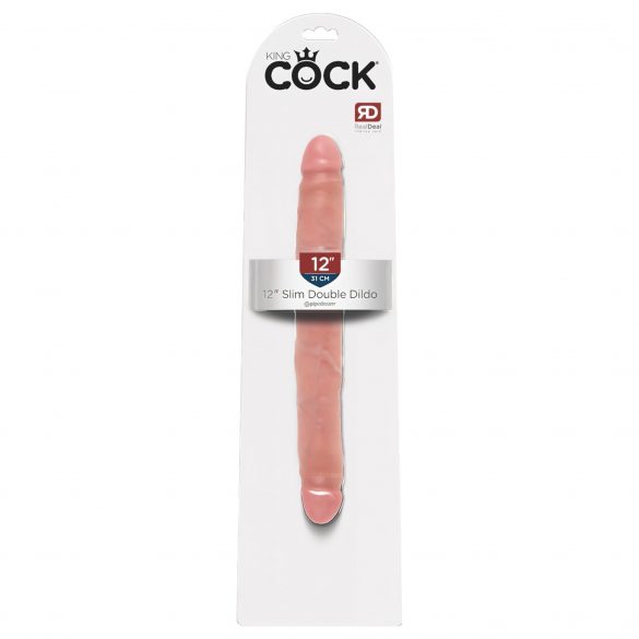 King Cock 12 Slim - realistični dvojni dildo (31 cm) - prirodni