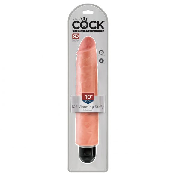 King Cock 10 Stiffy - vodootporni, realistični vibrator (25 cm) - prirodni