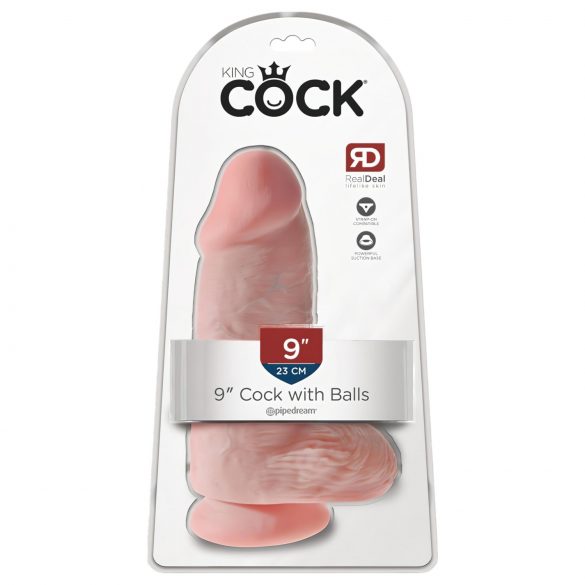 King Cock 9 Chubby - dildo s postoljem i testisima (23 cm) - prirodni