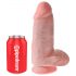 King Cock 9 Chubby - dildo s testisima i vakuumskim postoljem (23 cm) - prirodna boja