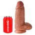 King Cock 9 Chubby - vakuumska čašica, testikularni dildo (23cm) - tamno prirodno 