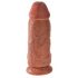 King Cock 9 Chubby - vakuumska čašica, testikularni dildo (23cm) - tamno prirodno 