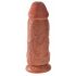 King Cock 9 Chubby - vakuumska čašica, testikularni dildo (23cm) - tamno prirodno 