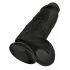 King Cock 9 Chubby - dildo s testisima i sa prianjajućom bazom (23 cm) - crni