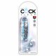 King Cock Clear 6 - mali dildo sa vakuumom, testis (15 cm) 