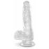 King Cock Clear 6 - mali dildo sa vakuumom, testis (15 cm) 