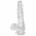 King Cock Clear 6 - mali dildo sa vakuumom, testis (15 cm) 