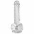 King Cock Clear 6 - mali dildo sa vakuumom, testis (15 cm) 