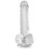 King Cock Clear 6 - mali dildo sa vakuumom, testis (15 cm) 