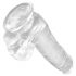 King Cock Clear 6 - mali dildo sa vakuumom, testis (15 cm) 