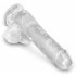 King Cock Clear 6 - mali dildo sa vakuumom, testis (15 cm) 