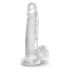 King Cock Clear 7 - vakuumska čašica, dildo za testise (18 cm) 