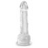 King Cock Clear 7 - vakuumska čašica, dildo za testise (18 cm) 