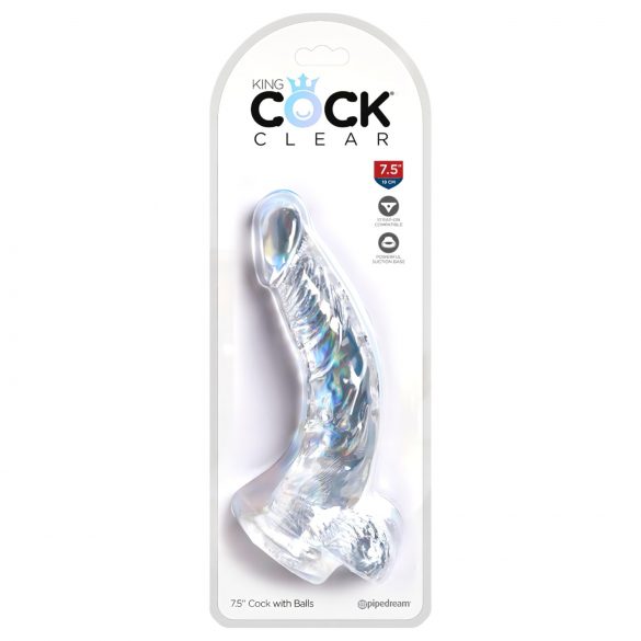 King Cock Clear 7.5 - vakuumska čašica, dildo za testise (19 cm) 