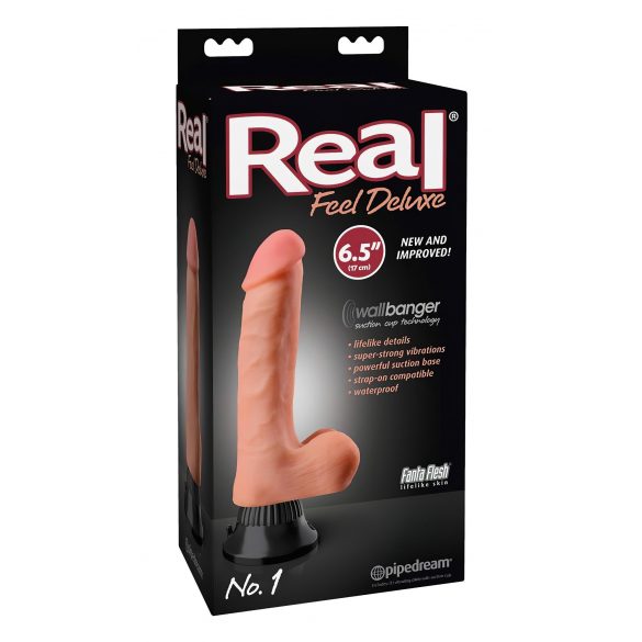 Real Feel Deluxe No.1 - testikularni, realistični vibrator (prirodni) 