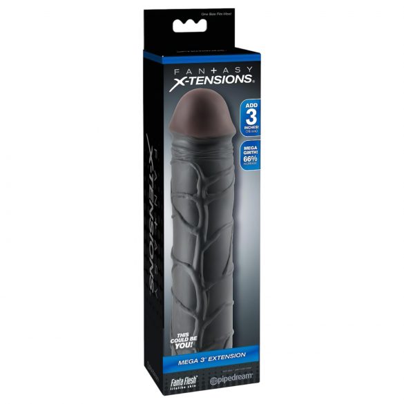 X-TENSION Mega 3 - realistična ovojnica za penis (22,8 cm) - crna 