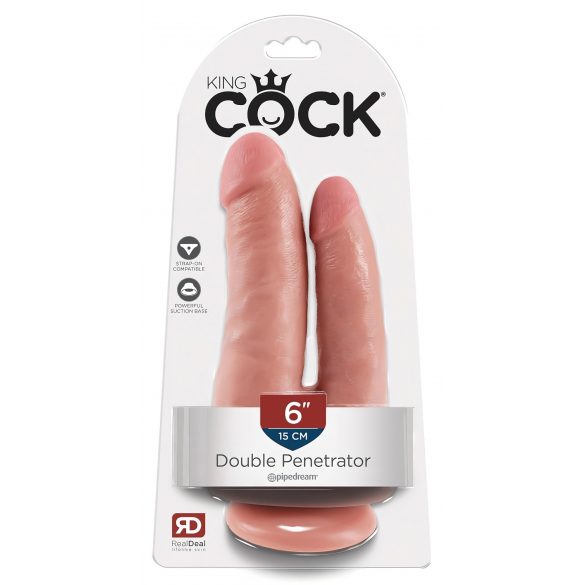 Dupli penetrator King Cock - realistični dupli dildo (prirodni) 