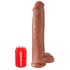 King Cock 15 - ogroman dildo s testisima i s podlogom (38 cm) - tamno prirodne boje