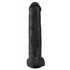 King Cock 15 - crni dildo s testisima i s vakuumskim postoljem (38 cm)