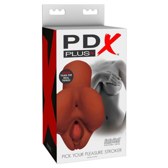 PDX Pick Your Pleasure Stroker - realistični masturbator 2u1 (smeđi) 