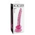 Icicles br. 86 - stakleni dildo s penisom (roza) 