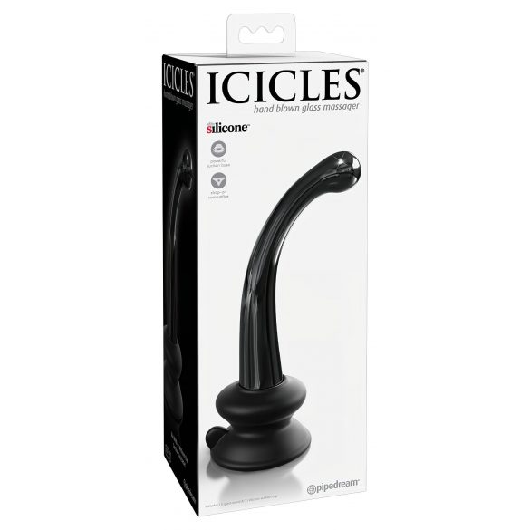 Icicles br. 87 - G+P točka stakleni dildo (crni) 