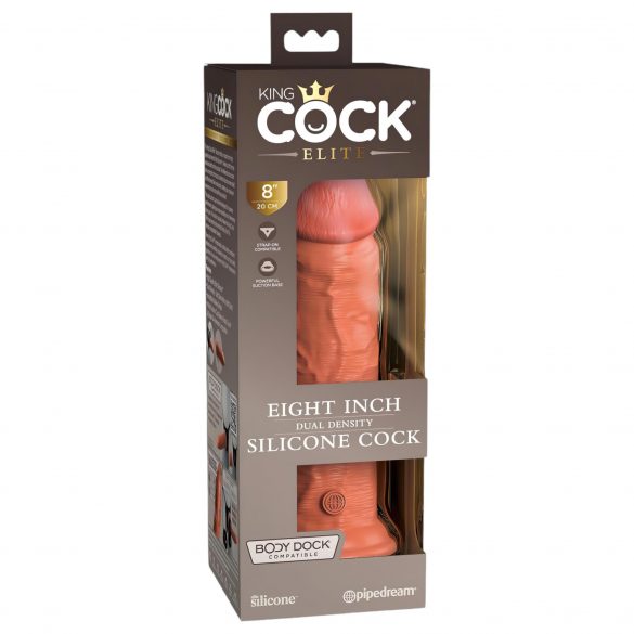 King Cock Elite 8 - dildo s vakuumskim postoljem (20 cm) - tamno prirodna