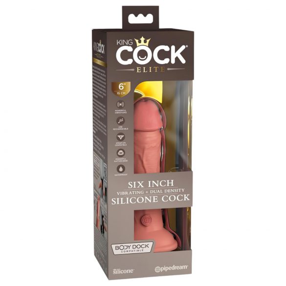 King Cock Elite 6 - realistični vibrator (15 cm) - prirodan 