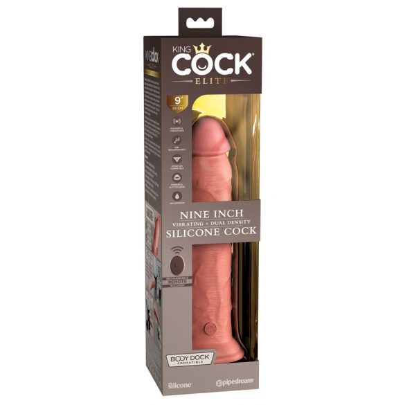 King Cock Elite 9 - realističan vibrator s vakuumom, radio 23 cm - prirodan 