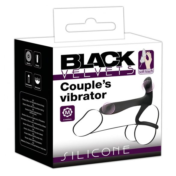 Black Velvet - punjivi, 2u1 parni vibrator i prsten za penis (crni)