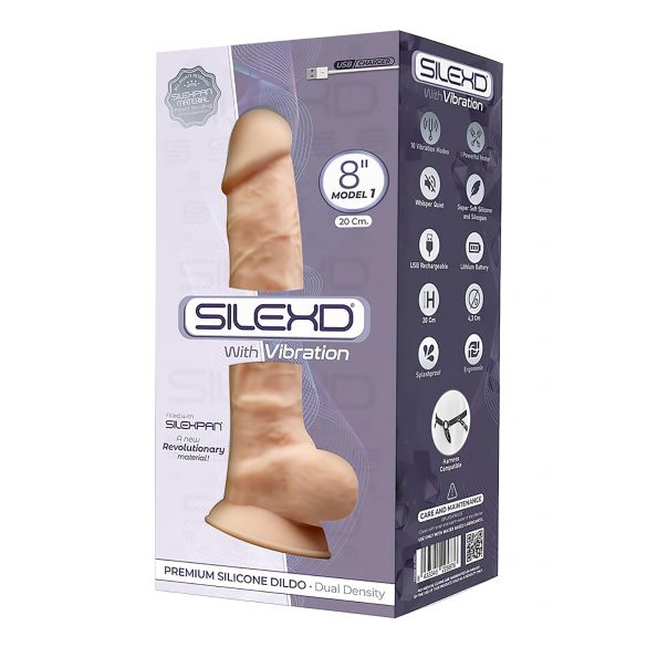 Silexd 8 - fleksibilni, ljepljivi vibrator za testise - 20 cm (prirodni) 