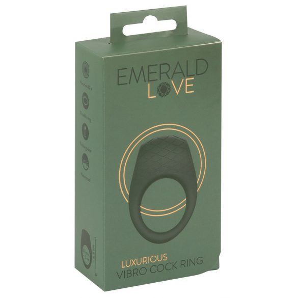 Emerald Love - punjivi, vodootporni vibrirajući prsten za penis (zeleni) 