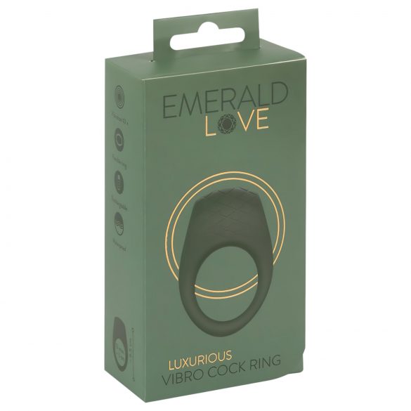 Emerald Love - punjivi, vodootporni vibrirajući prsten za penis (zeleni) 