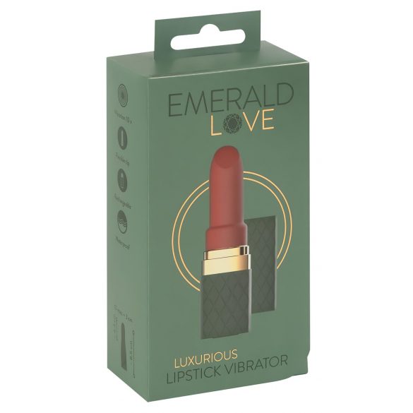 Emerald Love - punjivi, vodootporni ruž vibrator (zelena-bordo)