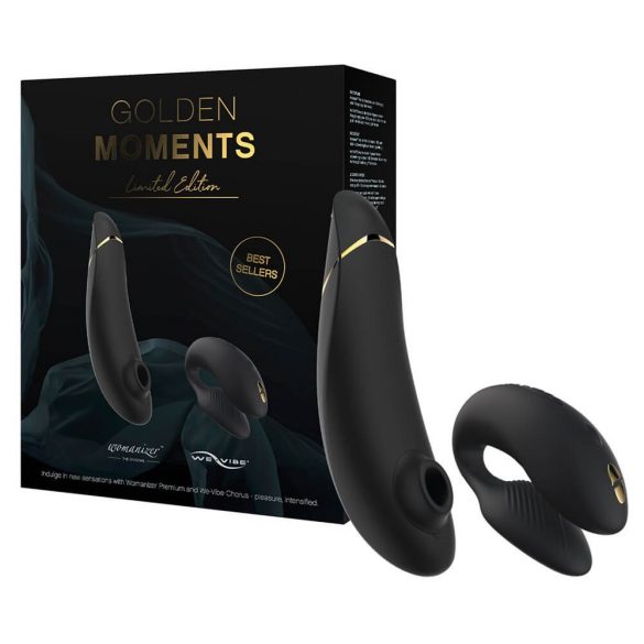 Womanizer Golden Moments 2 - set stimulatora klitorisa i vibratora za par (crni) 